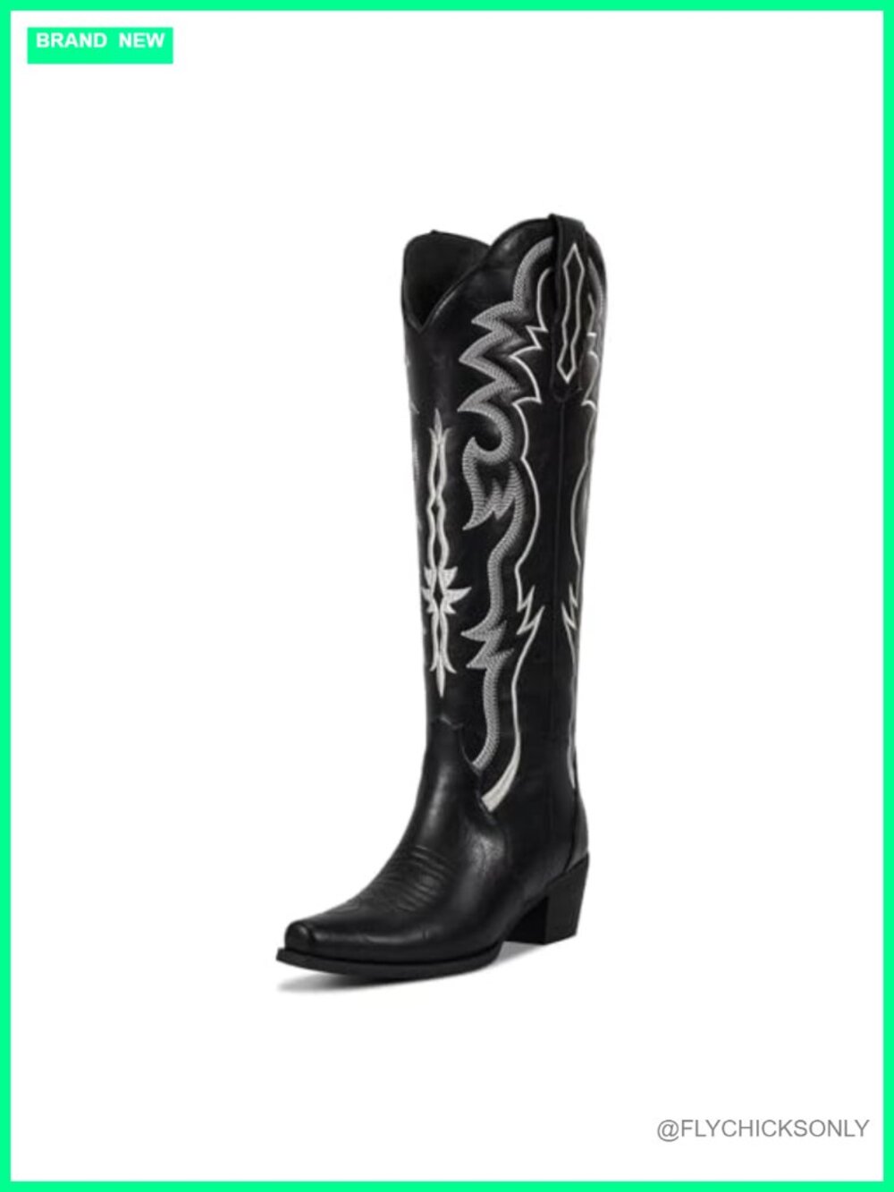 wetkiss Women's Knee High Cowboy Boots Faux Leather Snip Toe Block Heel